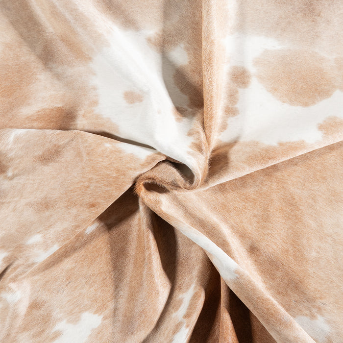 Brazilian Palomino and White Cowhide Rug Size 7'6" L x 7'1" W 6104