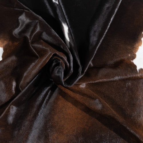Brazilian Chocolate and White Cowhide Rug Size 7'1" L x 6'7" W 1003
