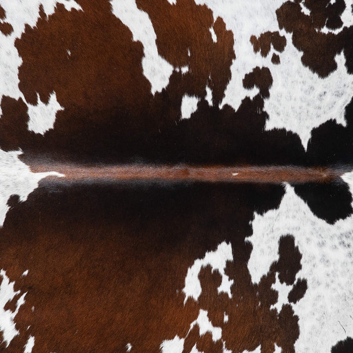 Brazilian Chocolate and White Cowhide Rug Size 6'9" L x 6'1" W 1006