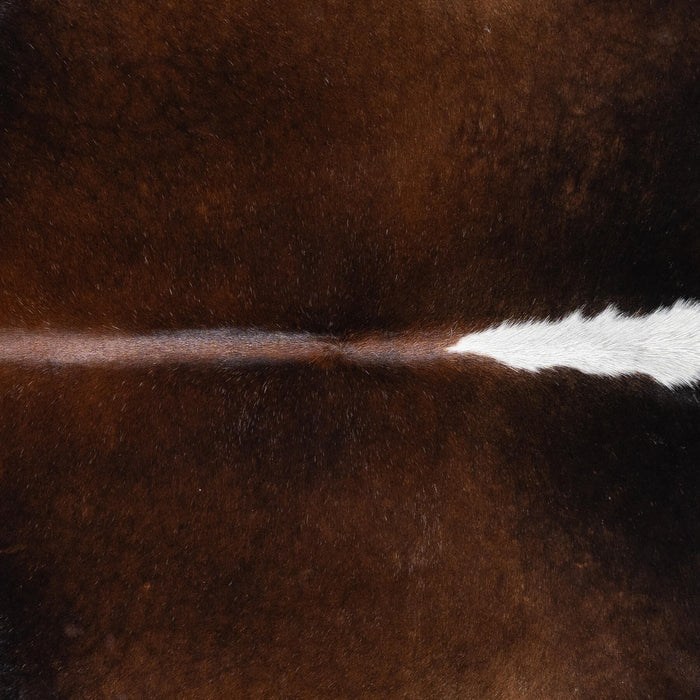 Brazilian Chocolate and White Cowhide Rug Size 7'6" L x 6'11" W 1008