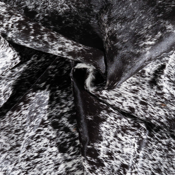 Brazilian Black Salt and Pepper Cowhide Rug Size 7'5" L x 6'2" W 1023