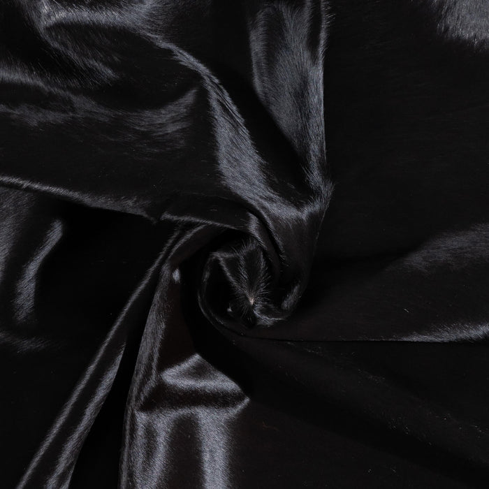 Brazilian Solid Black Cowhide Rug Size 6'8" L x 5'9" W 1081