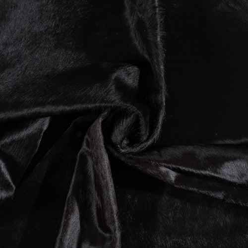 Brazilian Solid Black Cowhide Rug Size 7'1" L x 6'1" W 1083