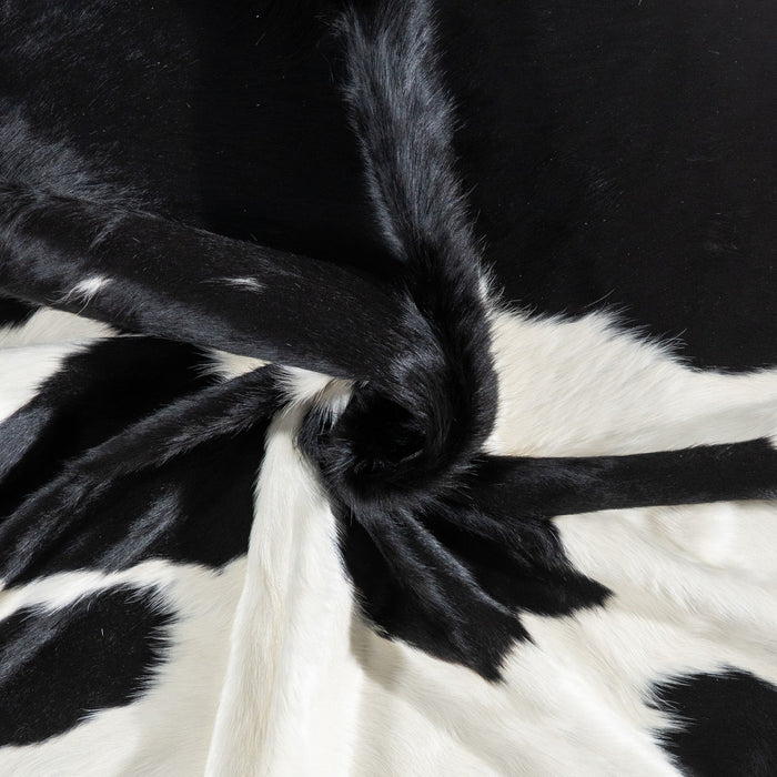 Brazilian Black and White Cowhide Rug Size 7'8" L x 7'0" W 1121