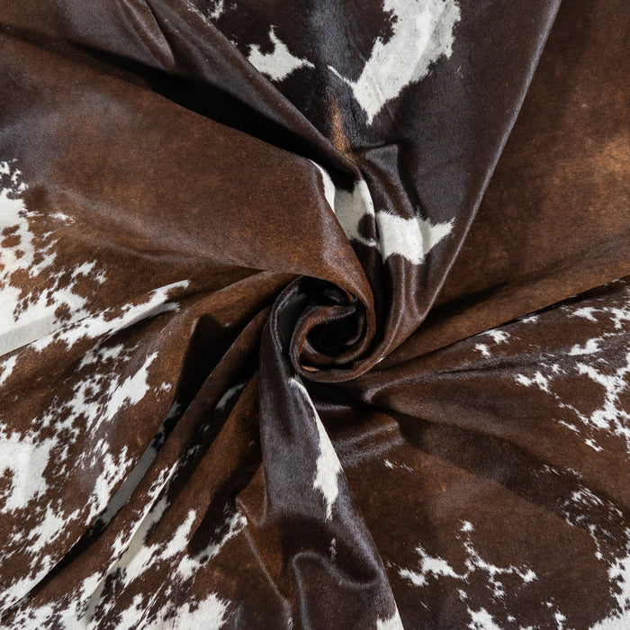 Brazilian Chocolate and White Cowhide Rug Size 6'8" L x 5'10" W 1139