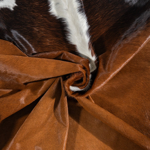 Brazilian Chocolate and White Cowhide Rug Size 7'3" L x 6'3" W 1143