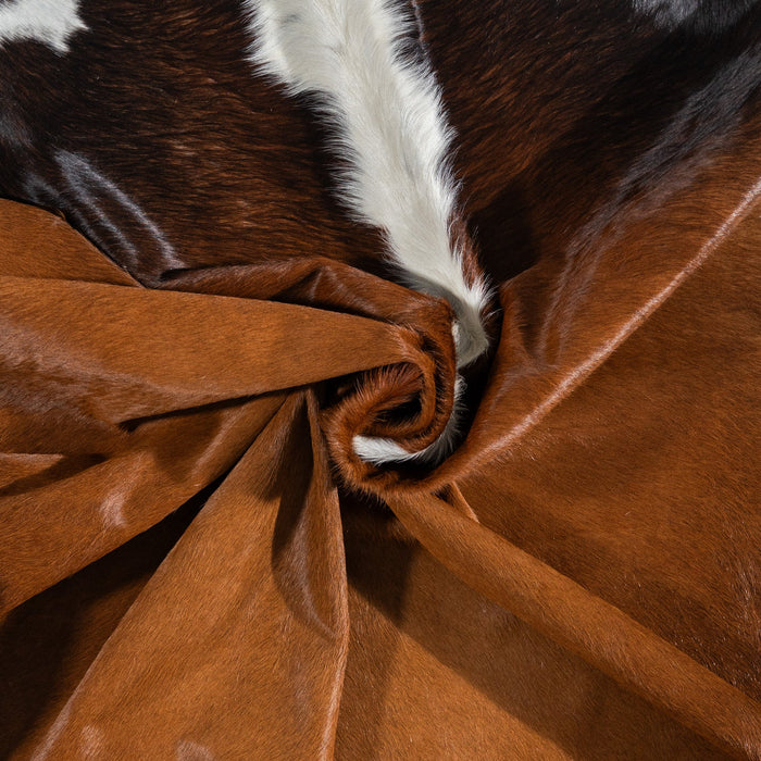 Brazilian Chocolate and White Cowhide Rug Size 7'3" L x 6'3" W 1143