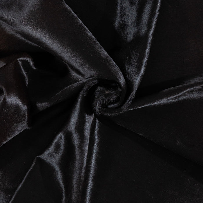 Brazilian Solid Black Cowhide Rug Size 6'9" L x 7'1" W 1163