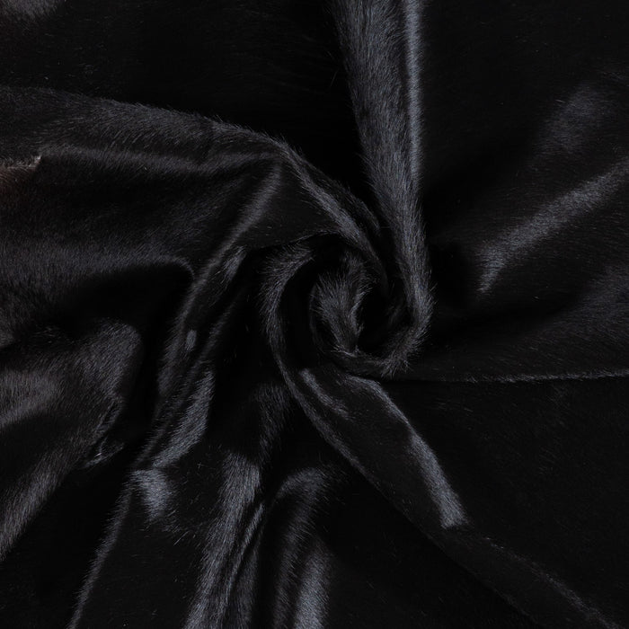 Brazilian Solid Black Cowhide Rug Size 7'6" L x 6'8" W 1165