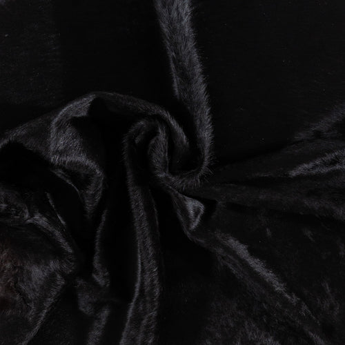 Brazilian Solid Black Cowhide Rug Size 7'1" L x 6'10" W 1168