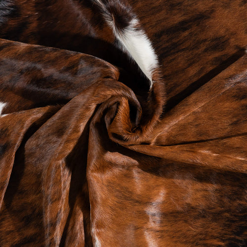 Brazilian Brindle White Belly and Backbone Cowhide Rug Size 7'9" L x 7'6" W 1362