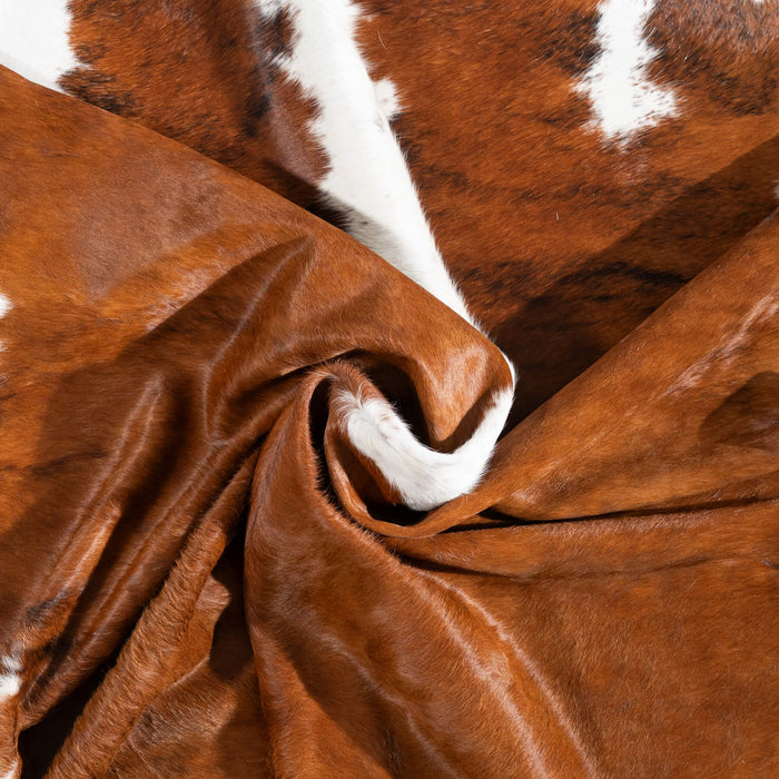 Brazilian Brindle White Belly and Backbone Cowhide Rug Size 7'4" L x 7'0" W 1436