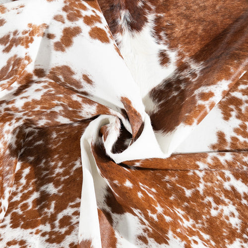 Brazilian Brown and White Cowhide Rug Size 7'4" L x 6'6" W 1456