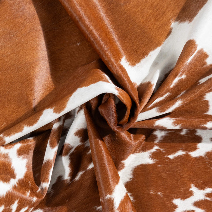 Brazilian Brown and White Cowhide Rug Size 7'10" L x 7'0" W 1457