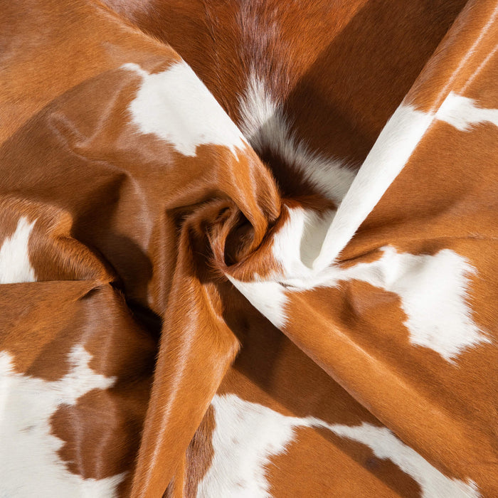 Brazilian Brown and White Cowhide Rug Size 6'11" L x 6'7" W 1461