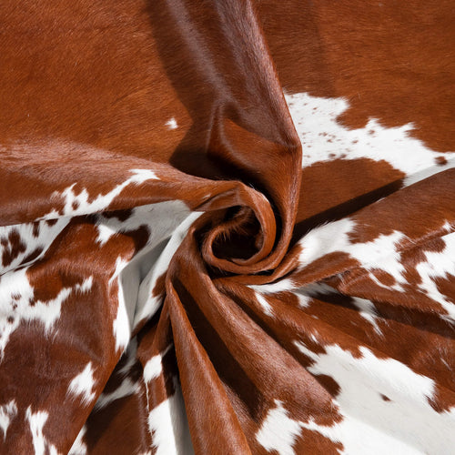 Brazilian Brown and White Cowhide Rug Size 7'7" L x 6'8" W 1462