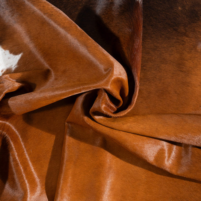 Brazilian Chocolate and White Cowhide Rug Size 7'1" L x 6'9" W 1511