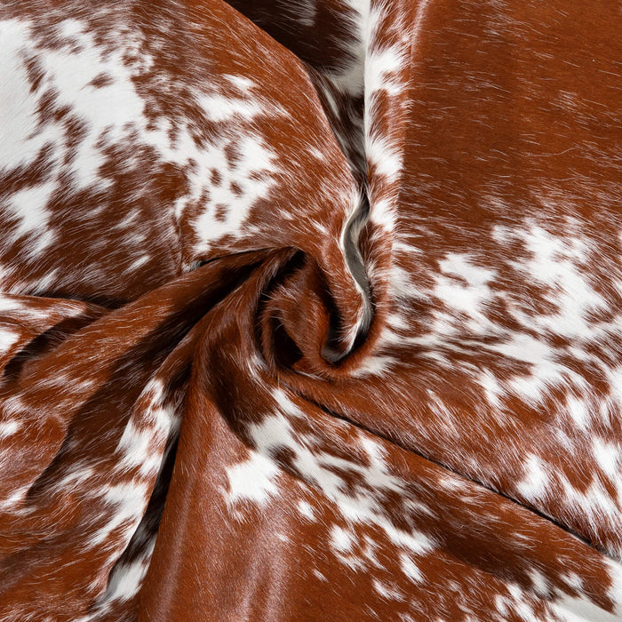 Brazilian Brown and White Cowhide Rug Size 6'0" L x 5'3" W 1516