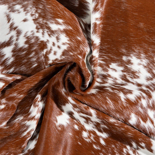 Brazilian Brown and White Cowhide Rug Size 6'0" L x 5'3" W 1516