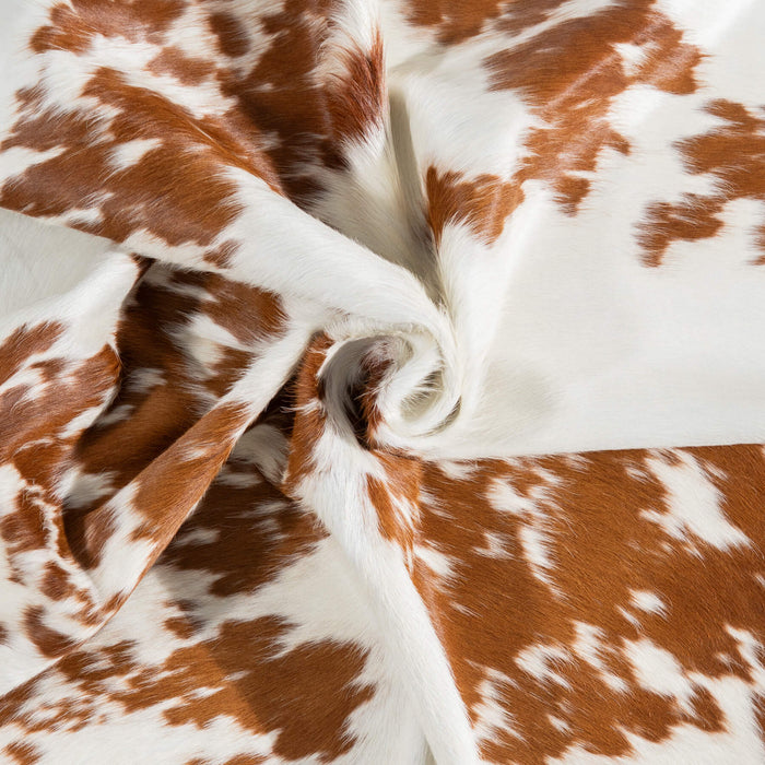 Brazilian Brown and White Cowhide Rug Size 6'5" L x 5'11" W 1521