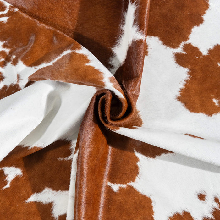 Brazilian Brown and White Cowhide Rug Size 6'7" L x 5'1" W 1522