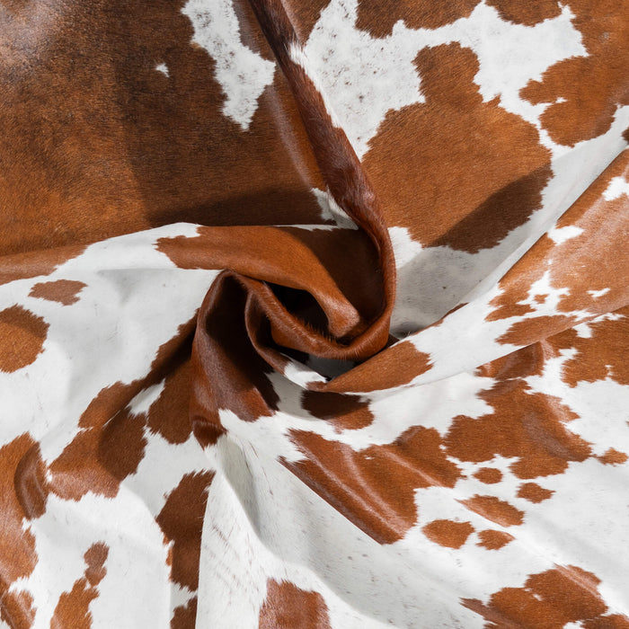 Brazilian Chocolate and White Cowhide Rug Size 7'8" L x 6'10" W 1532