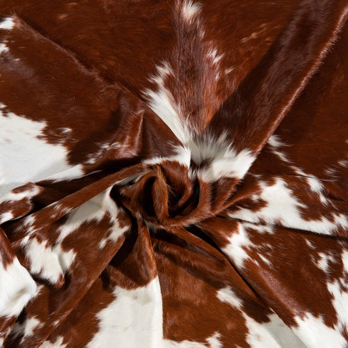 Brazilian Brown and White Cowhide Rug Size 7'6" L x 6'3" W 1537
