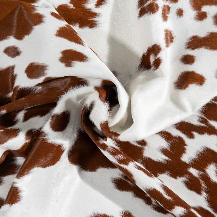 Brazilian Brown and White Cowhide Rug Size 6'10" L x 6'4" W 1538