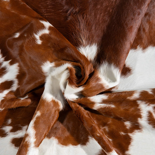 Brazilian Brown and White Cowhide Rug Size 8'1" L x 6'9" W 1544