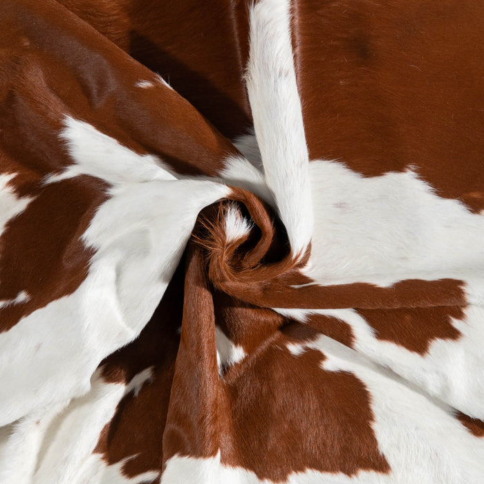 Brazilian Brown and White Cowhide Rug Size 7'10" L x 7'2" W 1546