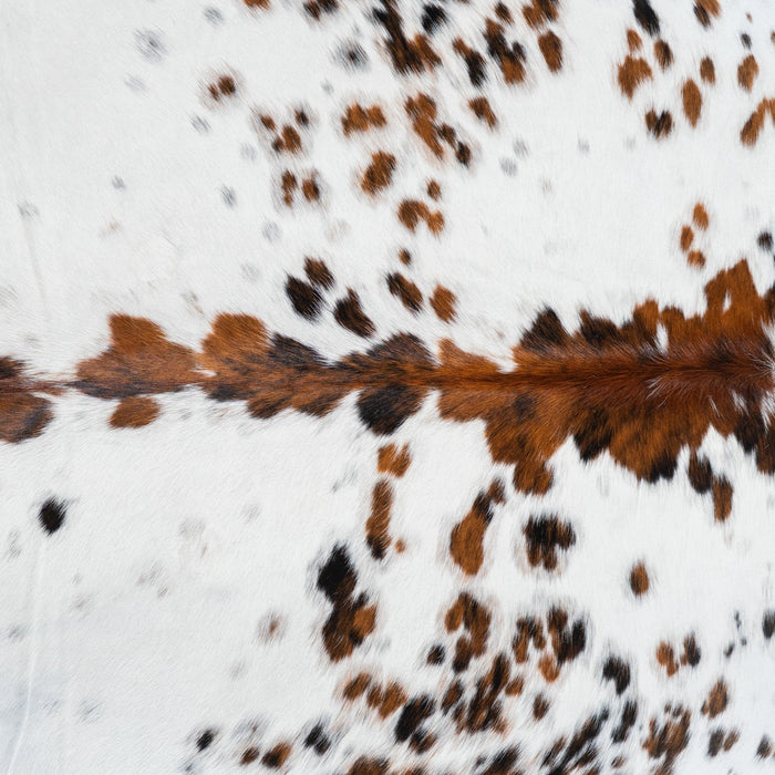 White Tricolor Cowhide Rug Size 7'2" L x 6'10" W 1706