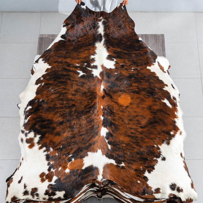 Tricolor Cowhide Rug Size 7'8" L x 7'3" W 1722