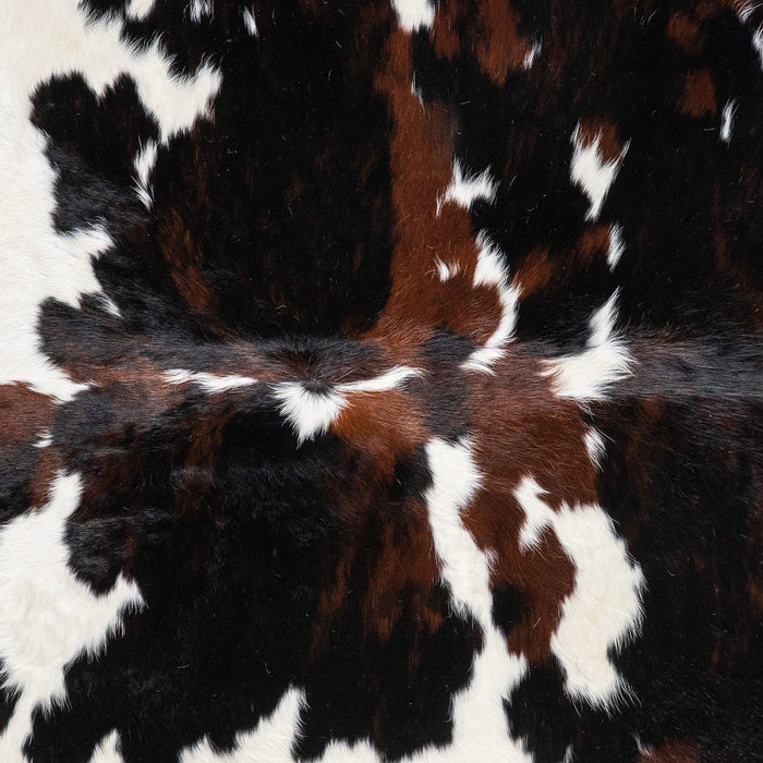 Dark Tricolor Cowhide Rug Size 7'2" L x 6'8" W 1924
