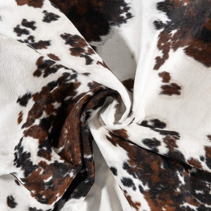 White Tricolor Cowhide Rug Size 7'1" L x 5'11" W 1925