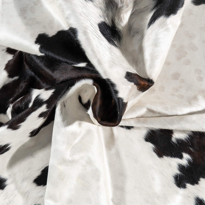 White Tricolor Cowhide Rug Size 7'10" L x 7'3" W 1945
