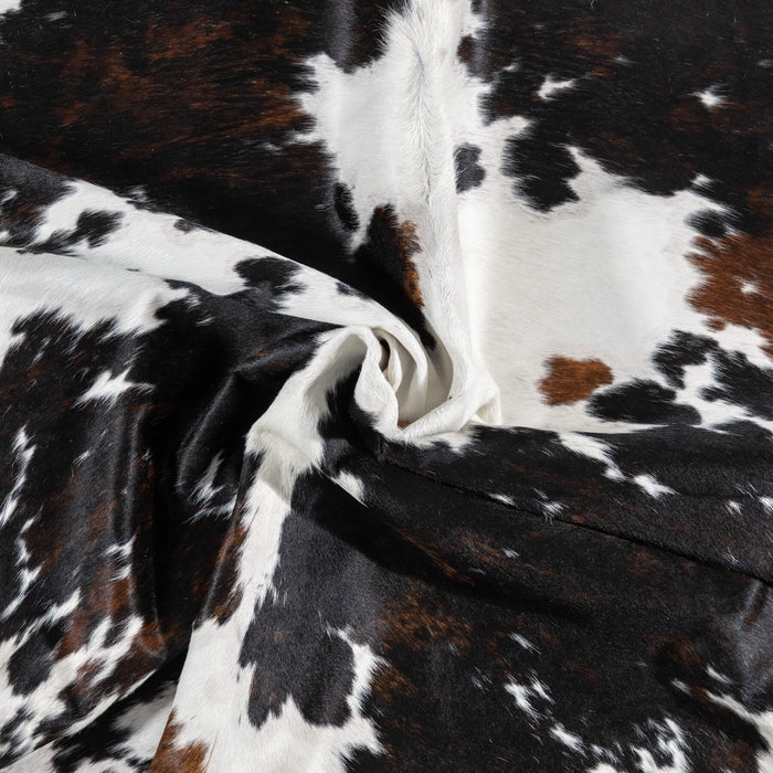 White Tricolor Cowhide Rug Size 7'8" L x 6'11" W 1950