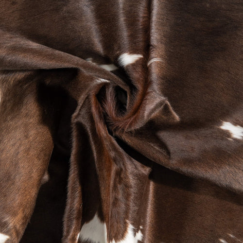 Chocolate and White Cowhide Rug Size 7'2" L x 6'1" W 1954