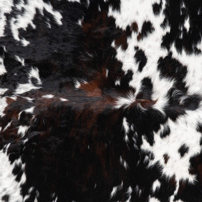 Dark Tricolor Cowhide Rug Size 7'10" L x 7'0" W 1960