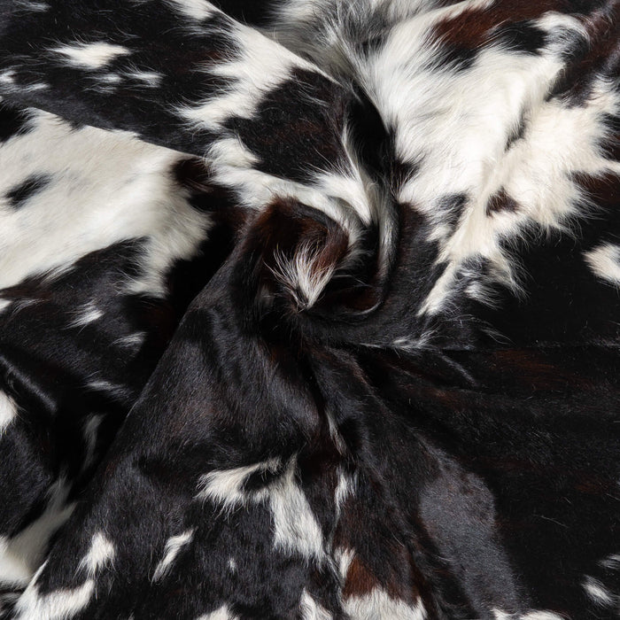 Dark Tricolor Cowhide Rug Size 7'10" L x 7'0" W 1960