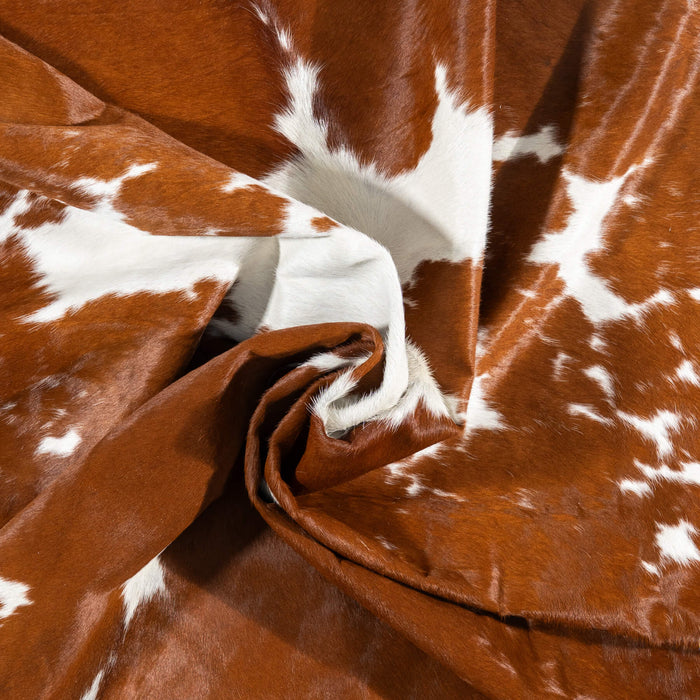 Brown and White Cowhide Rug Size 7'6" L x 6'4" W 1961