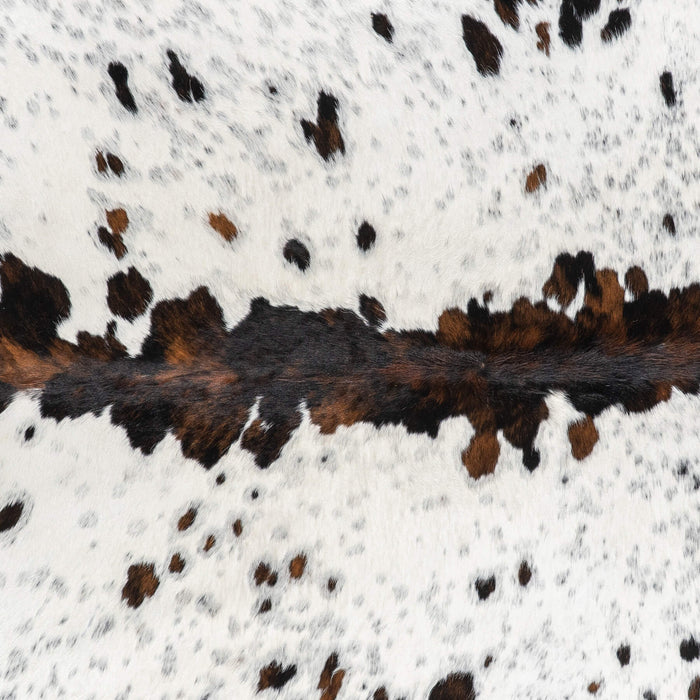 White Tricolor Cowhide Rug Size 7'9" L x 6'10" W 1970