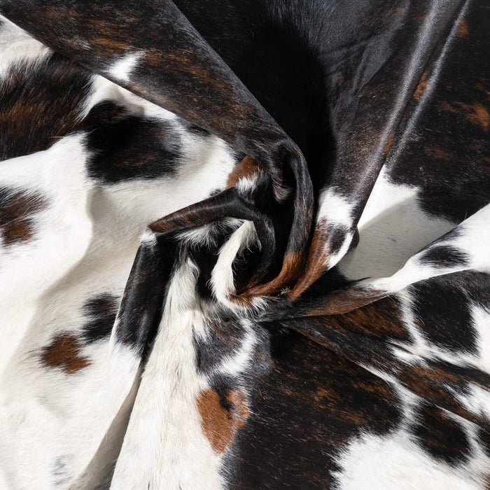 White Tricolor Cowhide Rug Size 7'6" L x 6'5" W 1973
