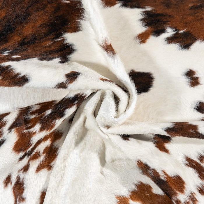White Tricolor Cowhide Rug Size 6'9" L x 6'0" W 1976
