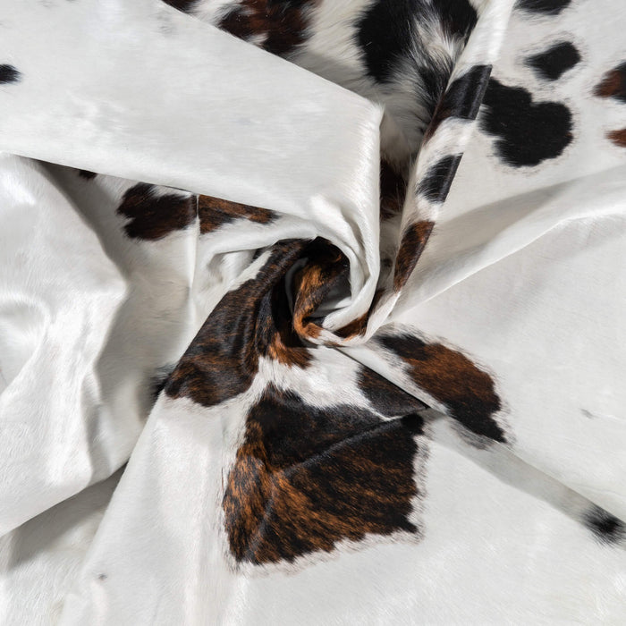 White Tricolor Cowhide Rug Size 7'8" L x 7'2" W 1982