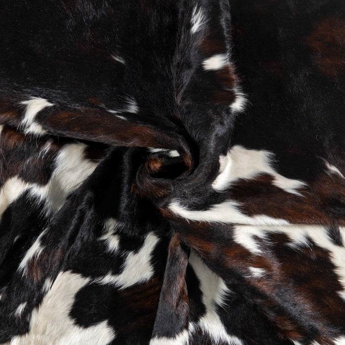 Dark Tricolor Cowhide Rug Size 7'4" L x 6'7" W 1987