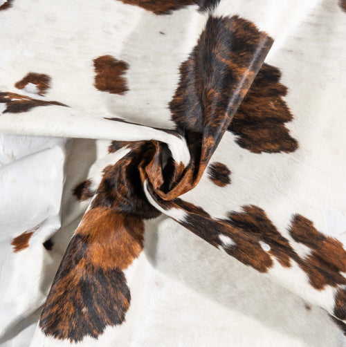 Vintage White Tricolor Cowhide Rug Size 6'4" L x 5'8" W 2008