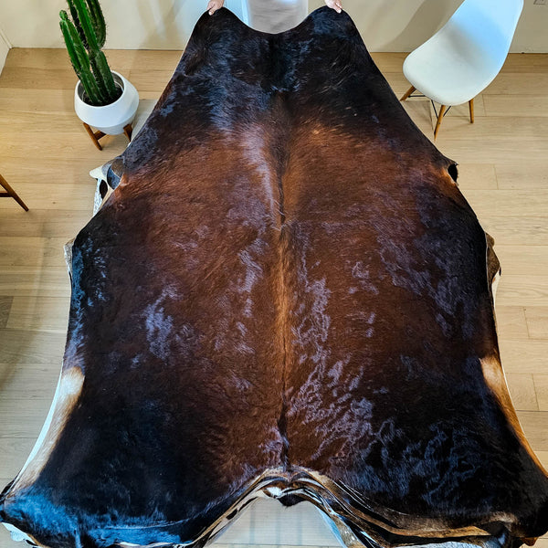 Natural Brazilian Chocolate Cowhide Rug Size X Large 2268 , Stain Resistant Fur | eCowhides