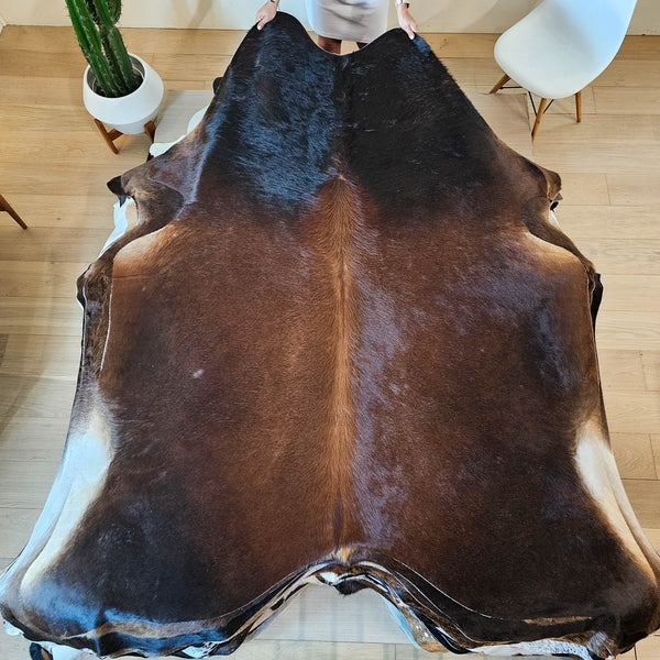 Natural Brazilian Chocolate Cowhide Rug Size X Large 2293 , Stain Resistant Fur | eCowhides