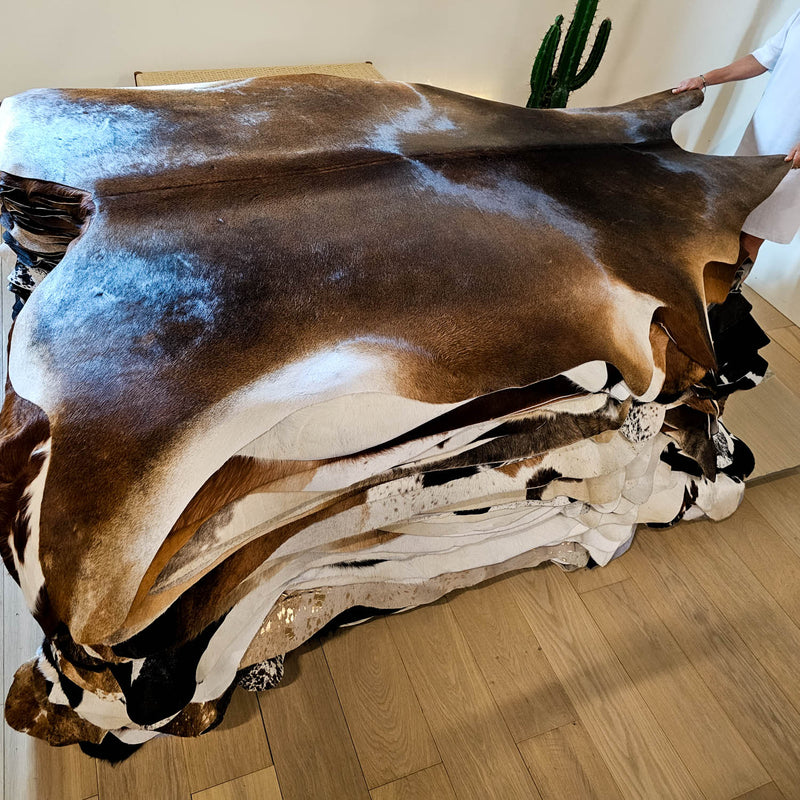 Natural Brazilian Brown Cowhide Rug Size X Large 2232 , Stain Resistant Fur | eCowhides