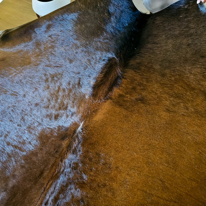 Natural Brazilian Chocolate Cowhide Rug Size X Large 2273 , Stain Resistant Fur | eCowhides